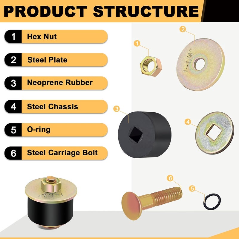 Siptenk 1-1/4" Freeze Rubber Expansion Plug 5 pcs, Automotive Rubber Expandable Freeze Plugs for Engine - Image 4